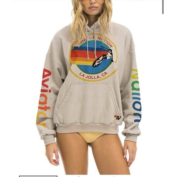 Aviator Nation USA Adult M La Jolla Pullover Hoodie Kangaroo Pocket - Picture 9 of 9